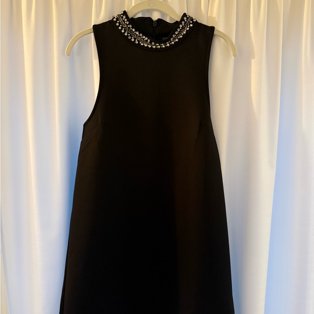 Topshop Black Mini Dress with Jeweled Collar